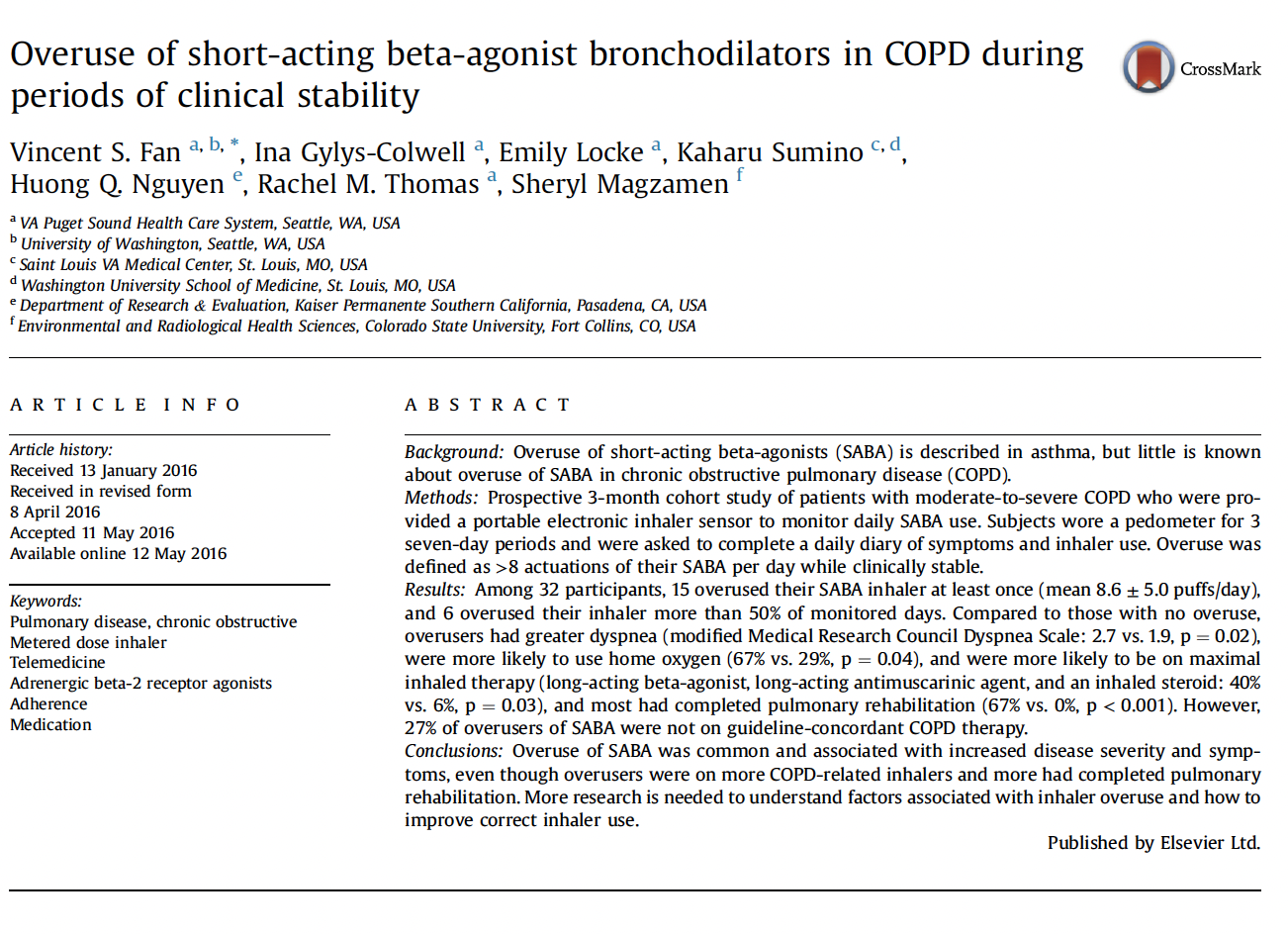 Overuse of short-acting beta-agonist bronchodilators in COPD during periods of clinical stability